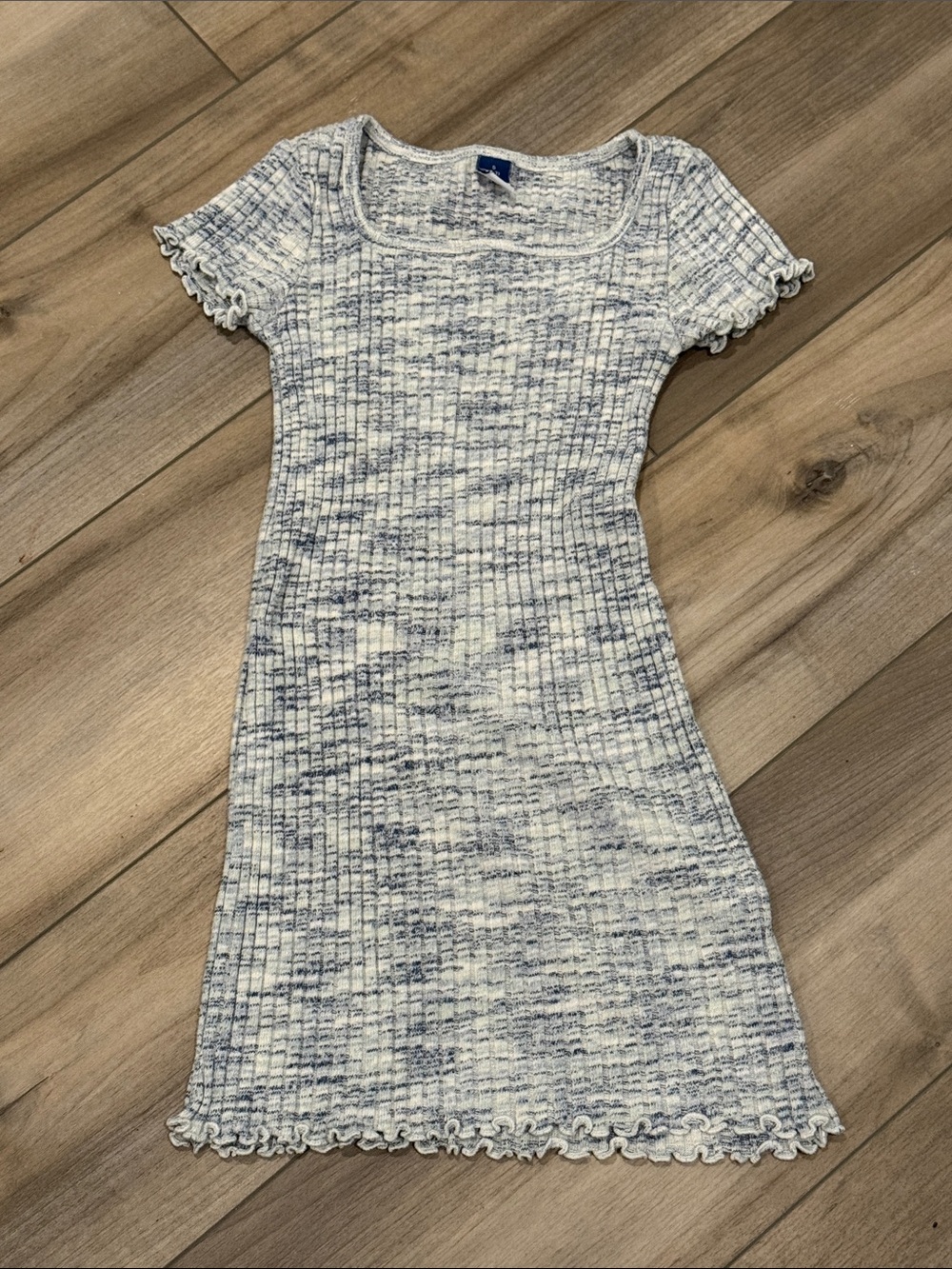 Old Navy Marled Blue and White Ribbed Knit Dress